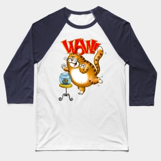 Wow! Fish Bowl! Excited Cat Baseball T-Shirt